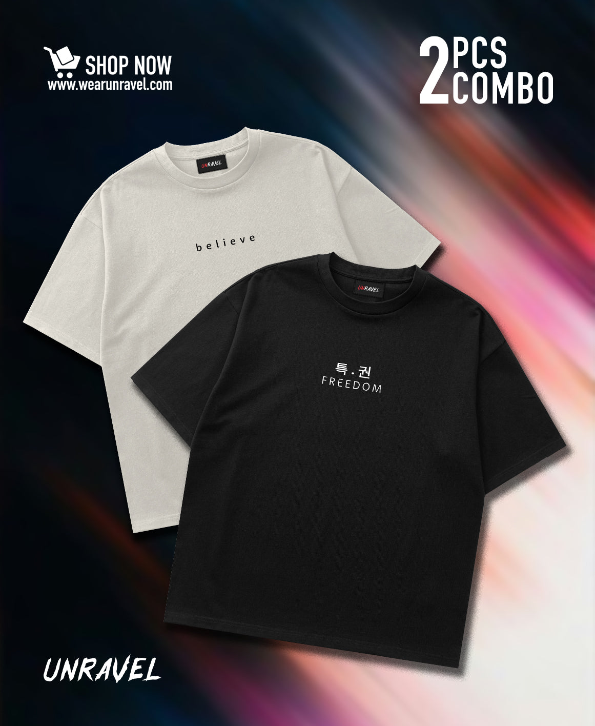 Believe & Freedom | 2 PCS Oversized T-shirt Combo