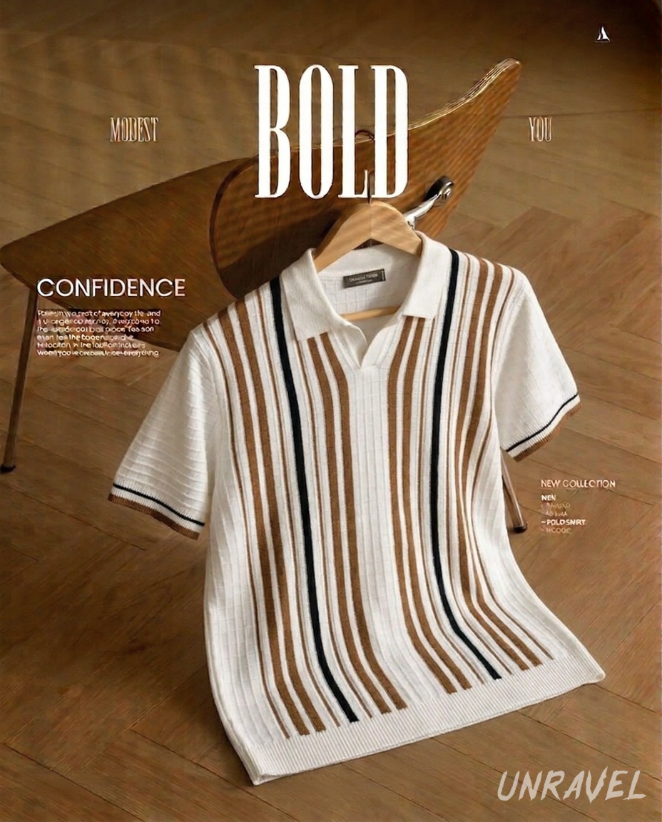 Unravel Stripped Vintage Knit Polo - White