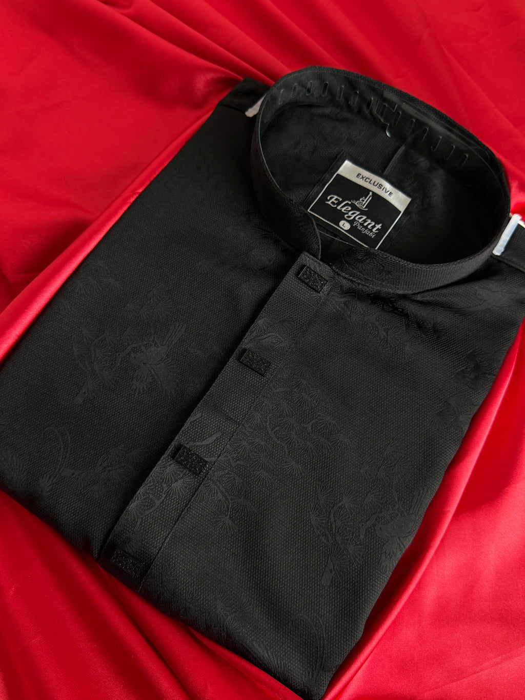 Unravel Royal Black Jacquard Punjabi