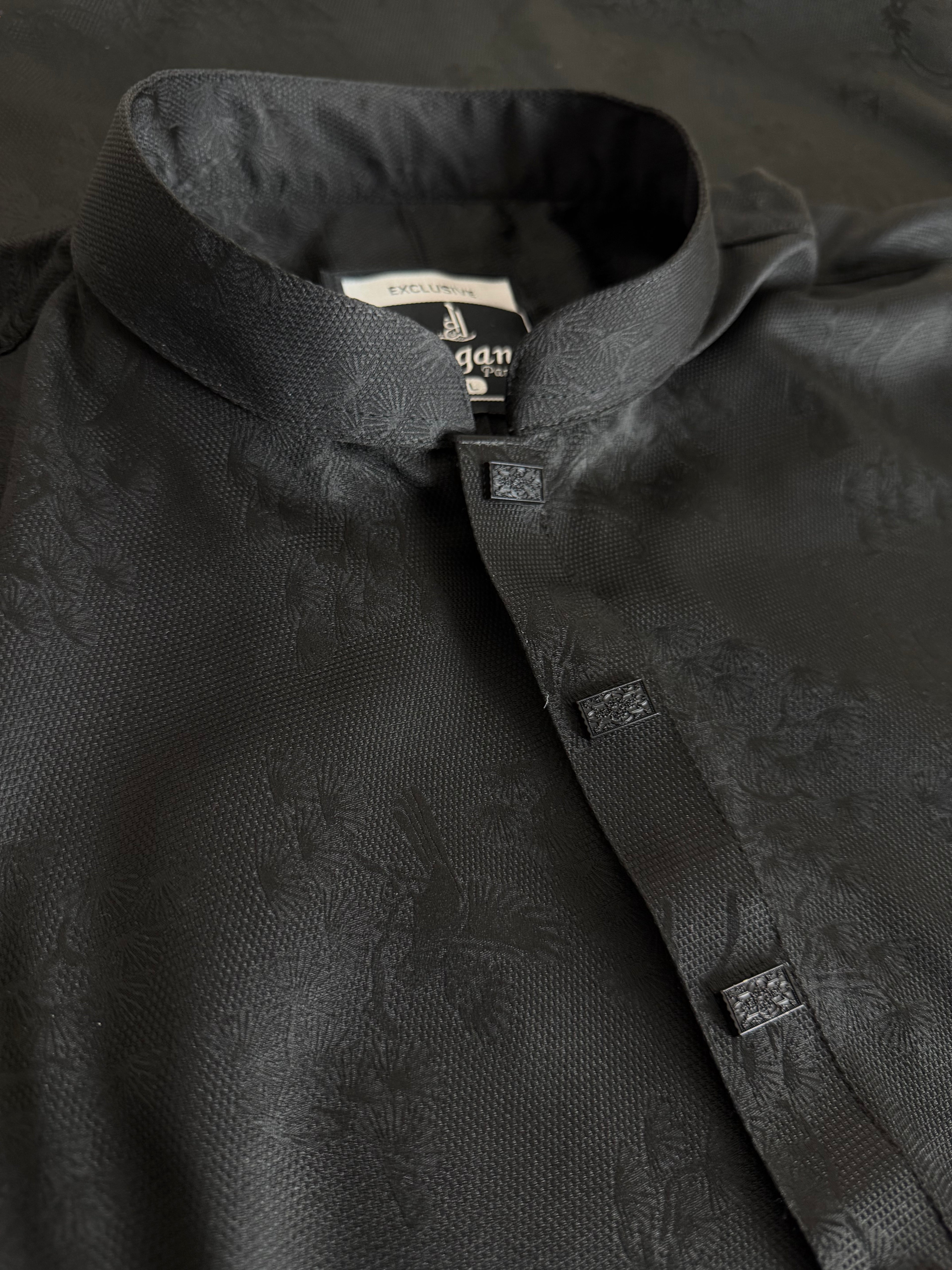 Unravel Royal Black Jacquard Punjabi